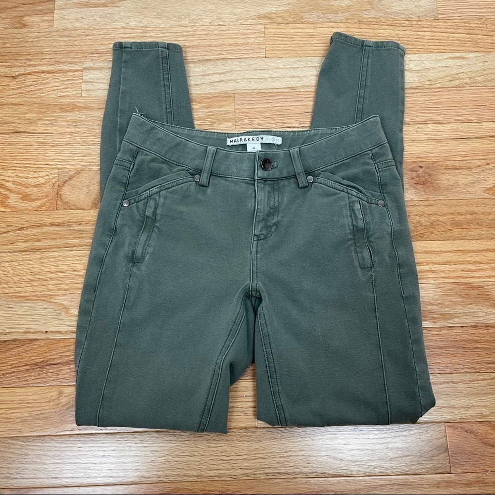 Anthro Marrakech olive green stretch skinny jeans - Picture 7 of 11